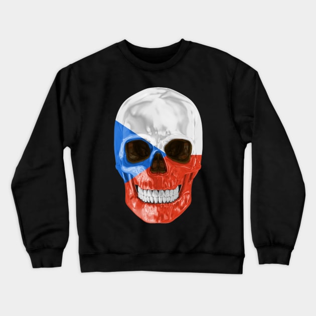 Czech Republic Flag Skull - Gift for Czech With Roots From Czech Republic Crewneck Sweatshirt by Country Flags